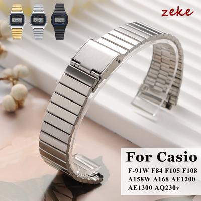 Vintage 18mm 20mm Stainless Steel Strap for CASIO F-91W/A158/A159/A168/A169/B650/AQ230/AE500W Watchband Silm Metal Bracelet Belt