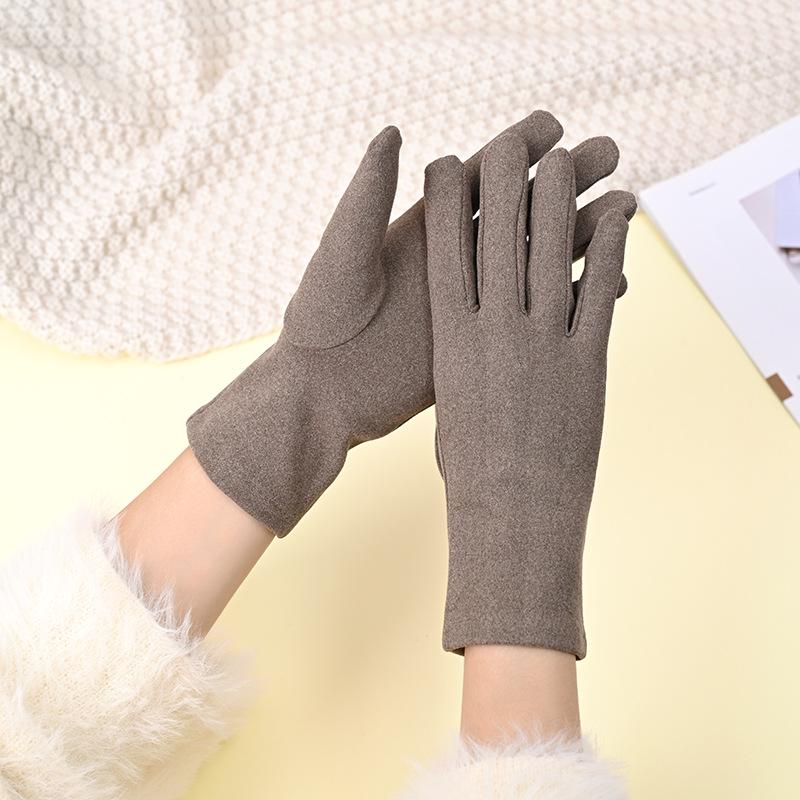 Women's Thin Cotton Touchscreen Cycling Gloves - Windproof, Warm, Velvet-lined for Spring and Autumn