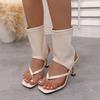 Summer Square Toe Heeled Sandals Feminine 2025 New Plus Size Clip-toe Stiletto Sandals