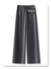 Women's Gray Wide-Leg Suit Pants: 2025 Spring/Summer Draping Straight-Leg Loose Trousers