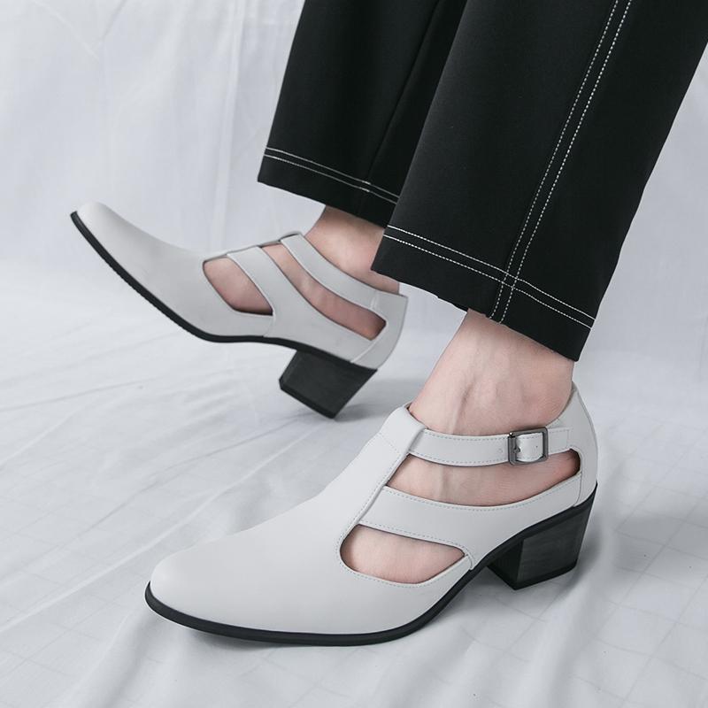 

Fashion Summer Men Business High-heeled Sandals European American Comfortable Breathable Fashionable Performance Sandals Sizes 38-46 46 белый