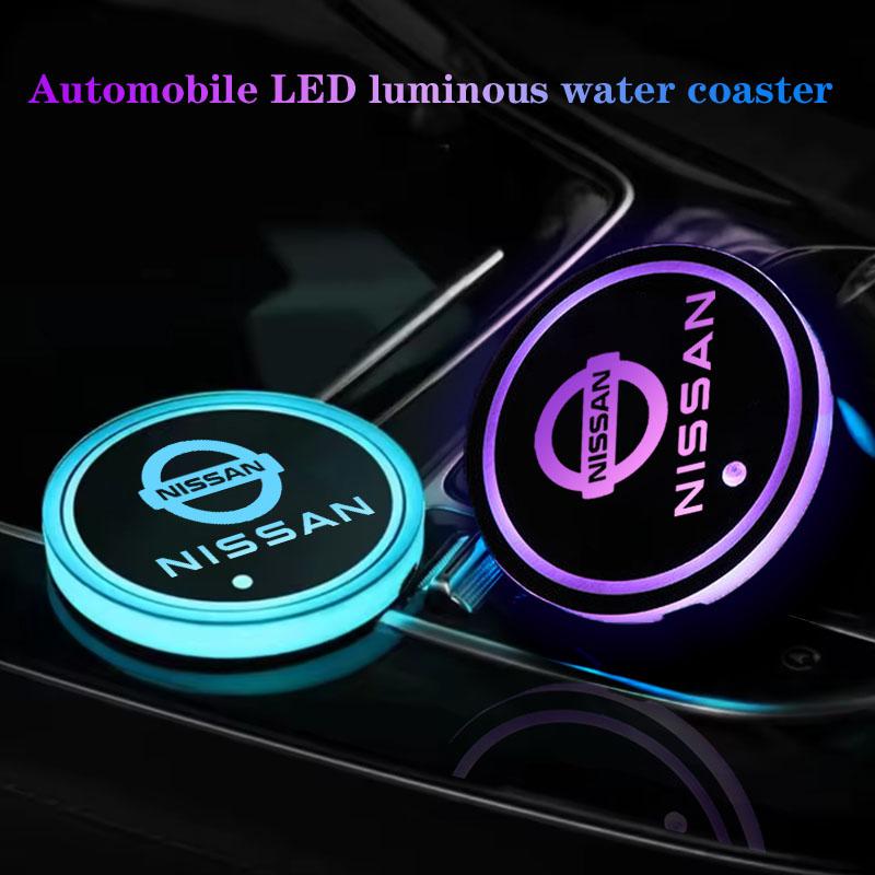 ARE4 Car Luminous Coaster LED Ambiance Light For Nissan Qashqai Sylphy Tiida Altima Teana X-Trail Leaf Juke Sentra Accessories