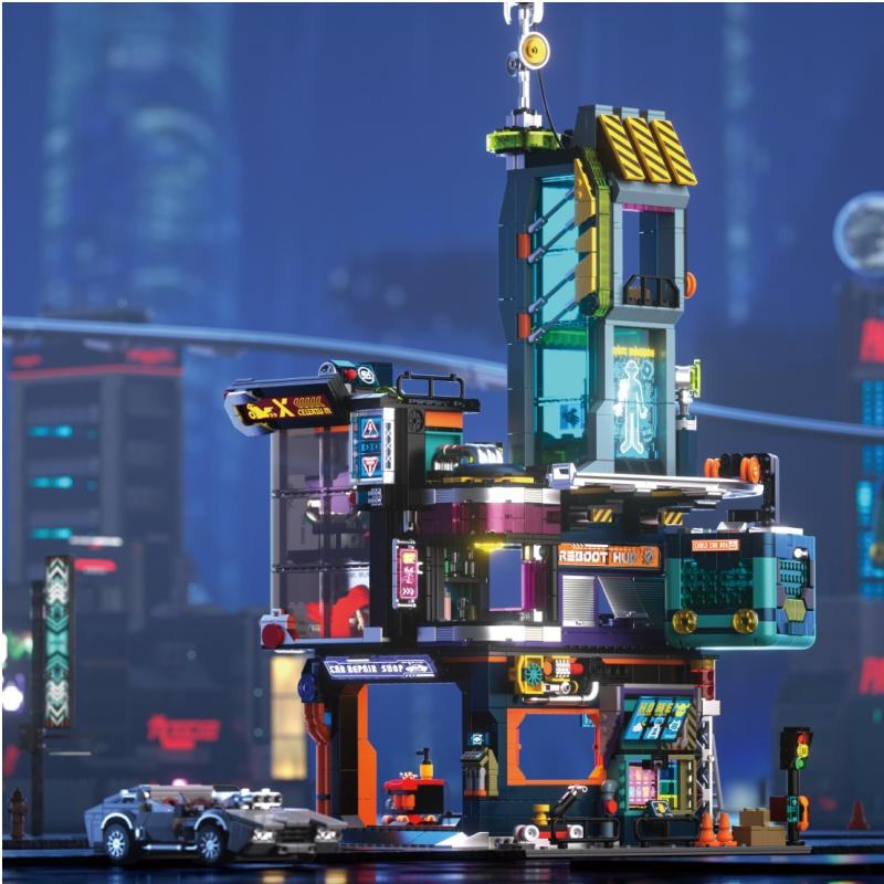 2098Pcs Cyber High-Standard Repair Urban-District Construction-Set High-Standard Construction-Blocks High-Standard Future Premium-Quality Paper Manual