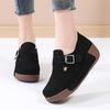 Women Leather Loafers Retro Walking Shoes Non-slip Platform Wedges Ladies 5cm High Comfortable Casual Shoes