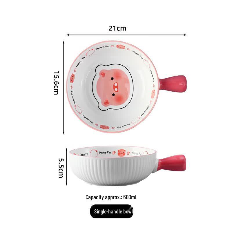 

Ceramic Striped Handle Bowl Set