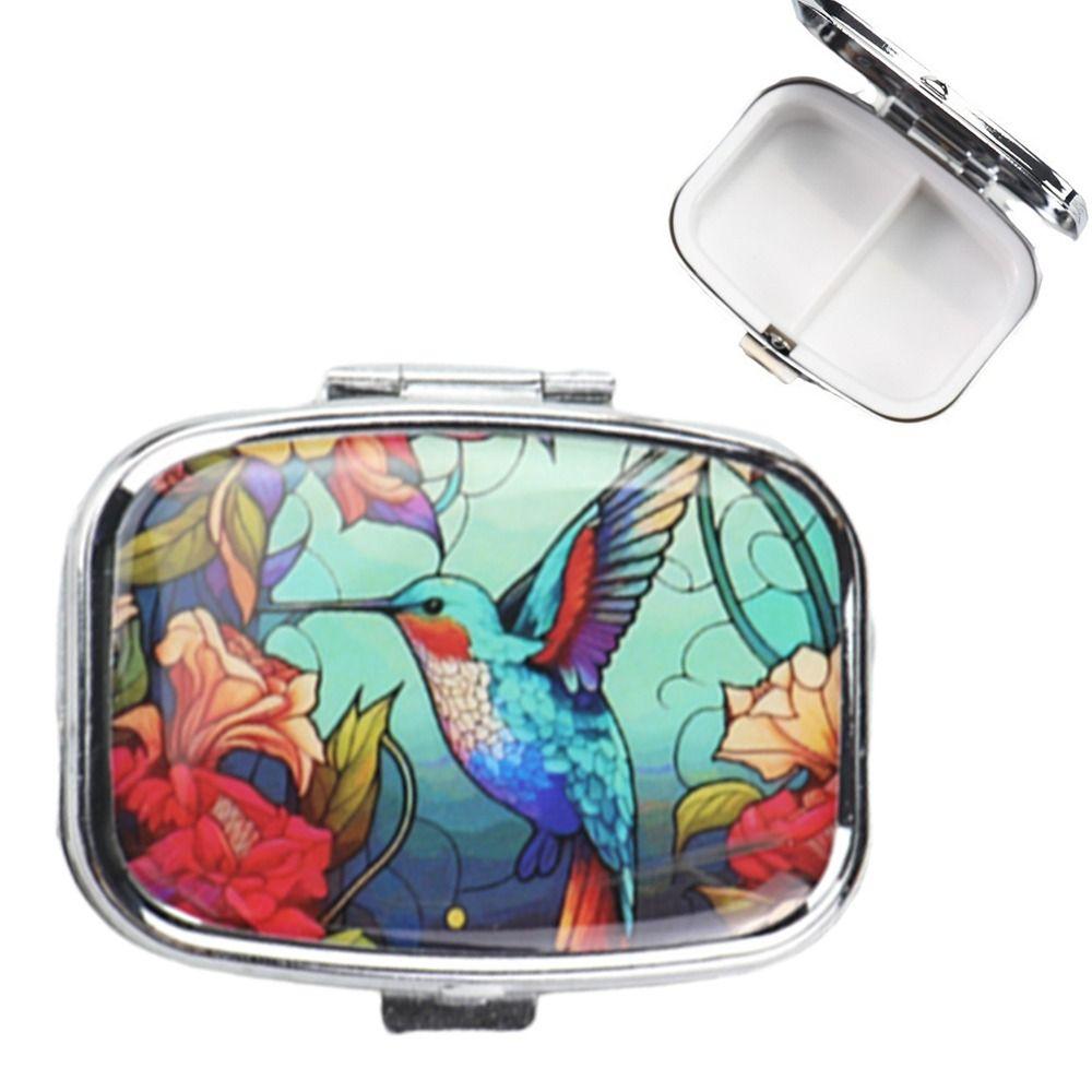 Recipient Portabil pentru Pastile Organizator Metalic pentru Medicamente Cutie pentru Pastile Colorată Drăguță pentru Poșetă Călătorie