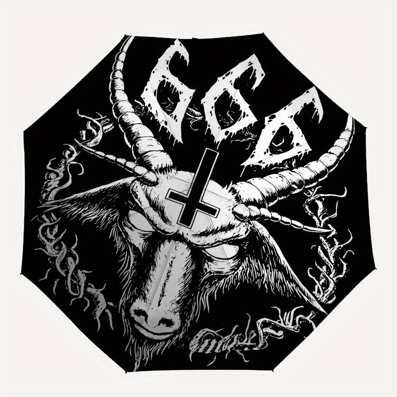 Devilish Design: Baphomet with Inverted Cross Circular StickerUmbrella, Portable 3-Fold Umbrella for Men & Women,Christmas Gift ES207