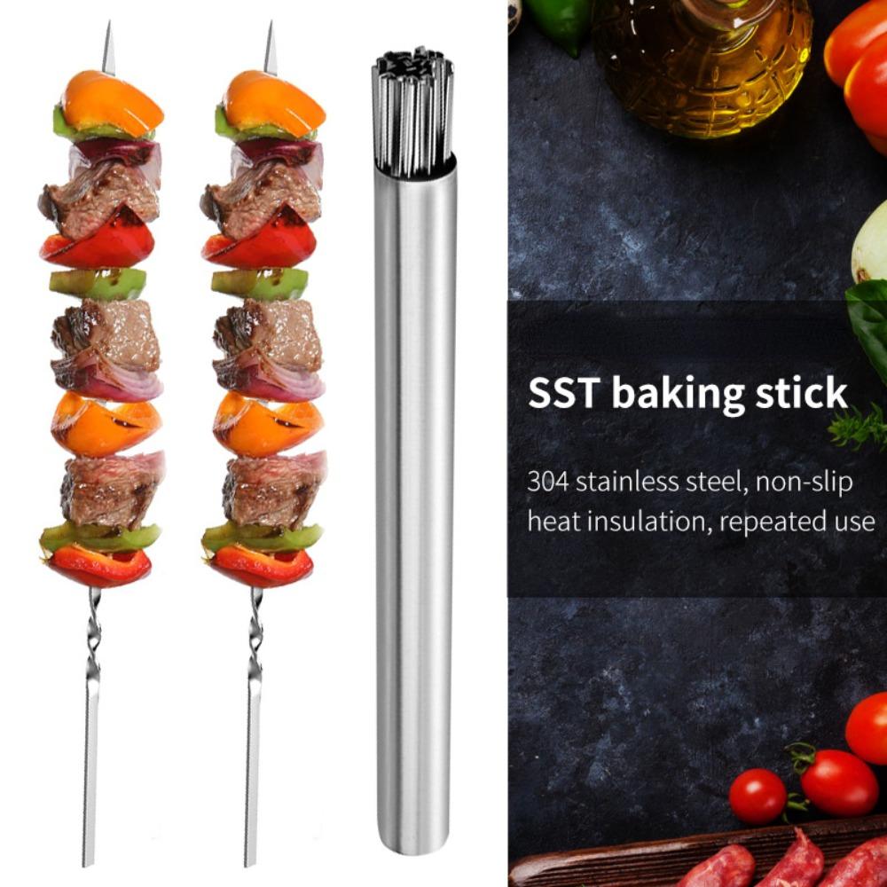 Reusable Stainless Steel Grill Meat String Forks BBQ Stick BBQ Needle Cooking Tool Barbecue Skewer