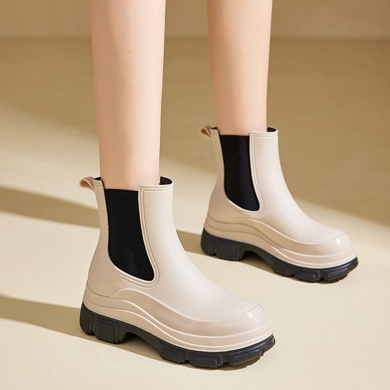 Fashion platform rain shoes women's new summer rain boots waterproof shoes water boots Chelsea short boots non-slip rubber shoes