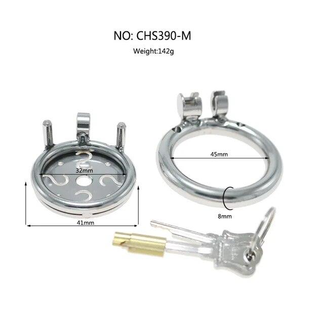 2024 New Metal Chastity Cage Flat Penis Lock Anti-Cheating Chastity Device Cock Cage Abstinence Adult Erotic Products For Men 18