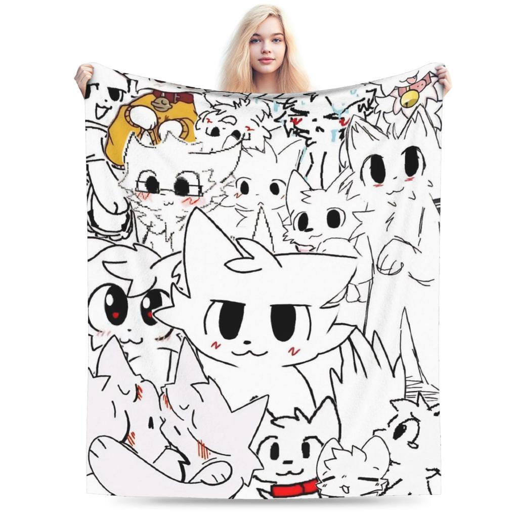 Boykisser Silly Cat Blankets Fleece Spring Autumn Cartoon Portable Super Soft Throw Blankets for Bedding Outdoor Quilt