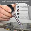 60W Soldering Iron with Rubber Handle and Digital Display with Hot Melt Installation Tool for Multiple Inserts