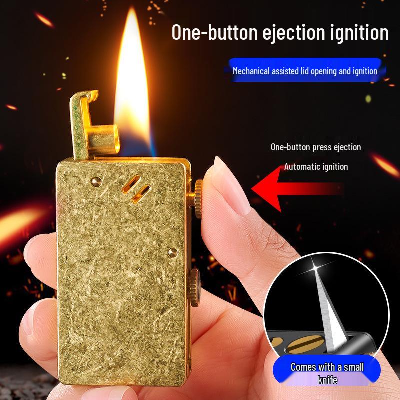 Multifunctional Men's Metal Kerosene Lighter with Long Battery Life