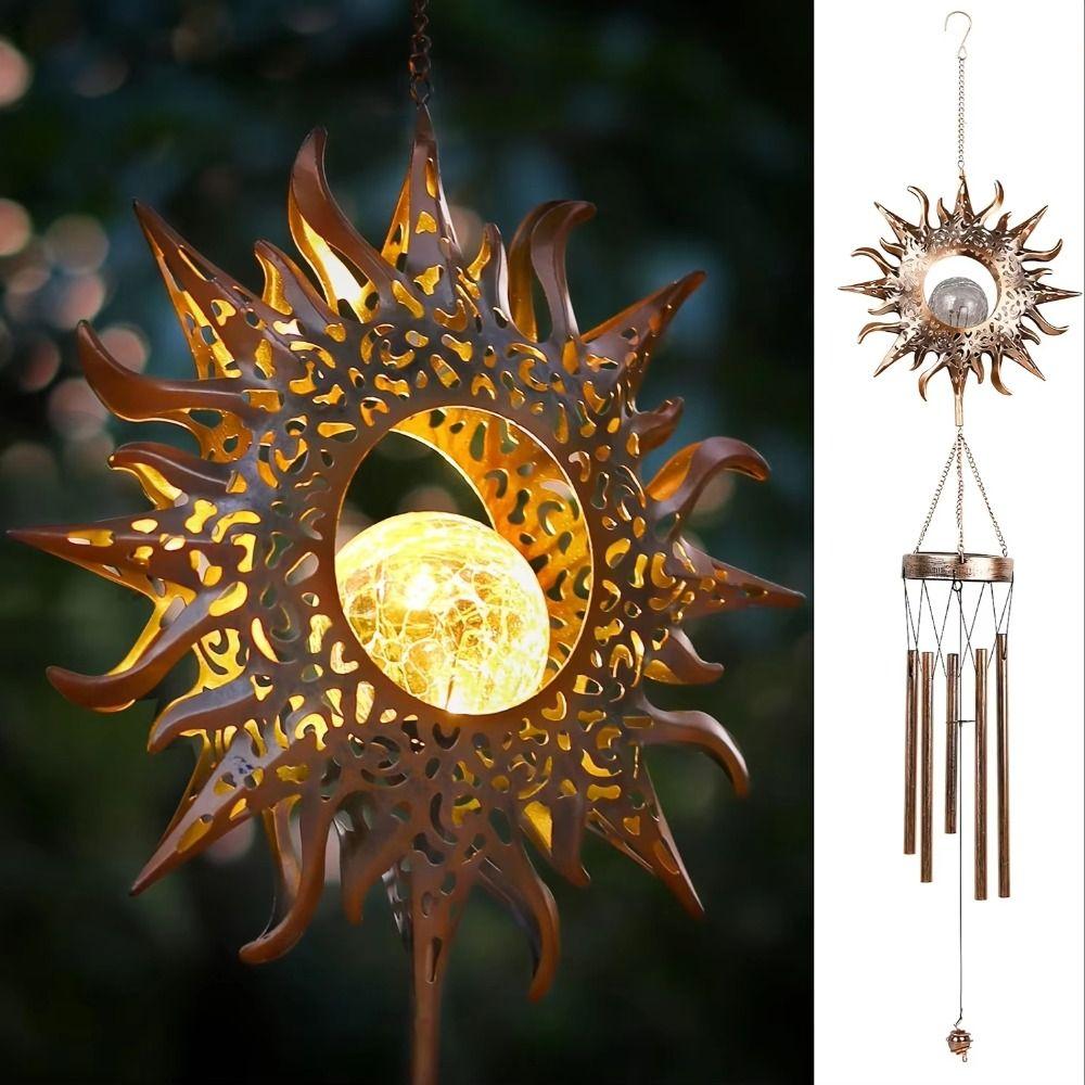 Outdoor Hanging Solar Lights Waterproof Aeolian Bells Moon  LED Solar Wind Chimes  Holiday Party