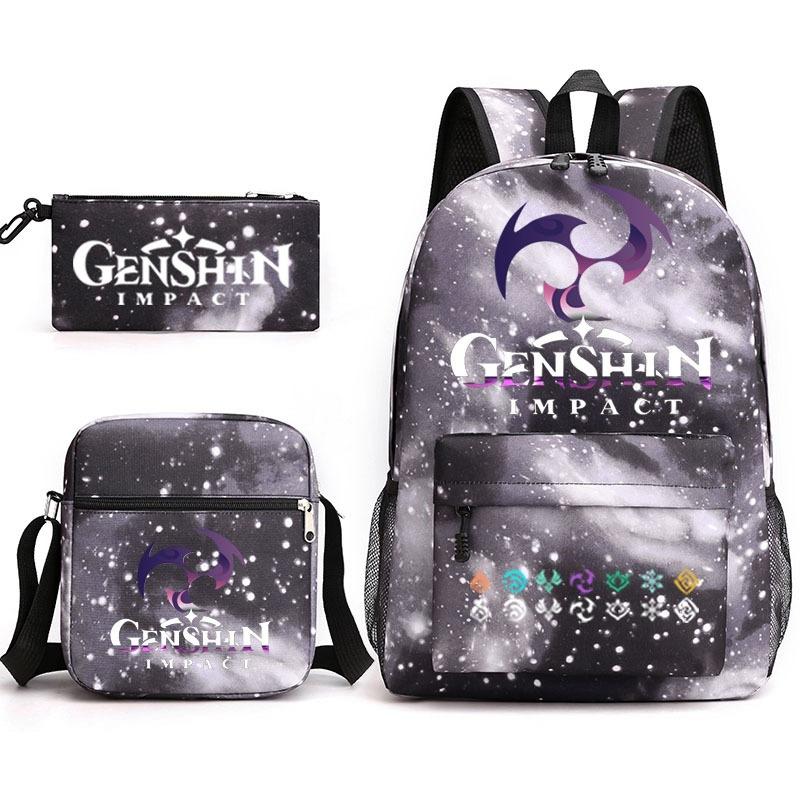 Genshinimpact Yuanshen School Bag Three-Piece Pencil Case Shoulder Bag Backpack