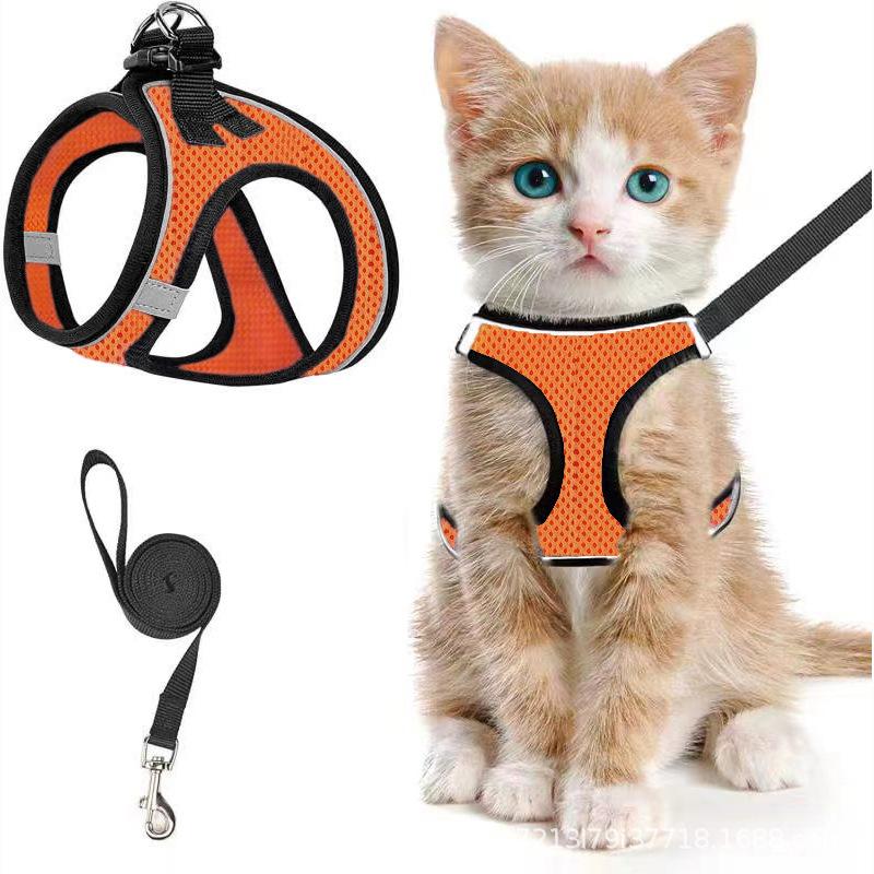1PCS Anti-Escape Cat Harness and Leash Set Reflective Soft Mesh Vest