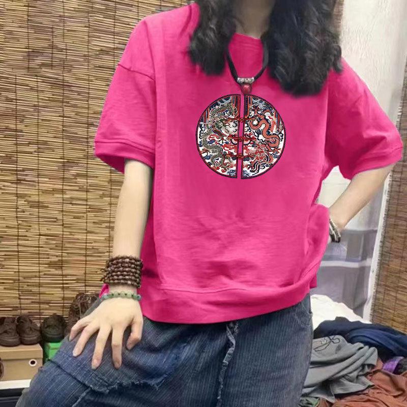 Women's 100% Cotton Casual Short Sleeve T-Shirt - New Loose, Slimming Design, Half Sleeve, Plus Size, Trendy Print