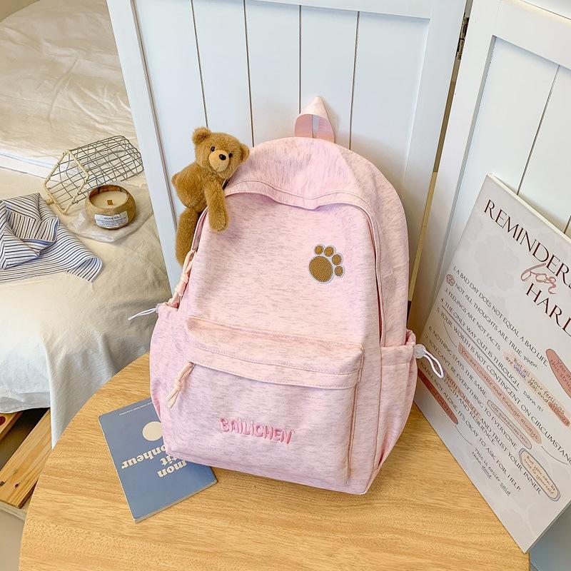 School bag Korean style gentle style with a fufu little bear double shoulder bag, student party campus style, high-appearance practical backpack