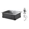 55cm Kitchen Sink Top Mount Single Bowl Drop-In Basin Stainless Steel Bar