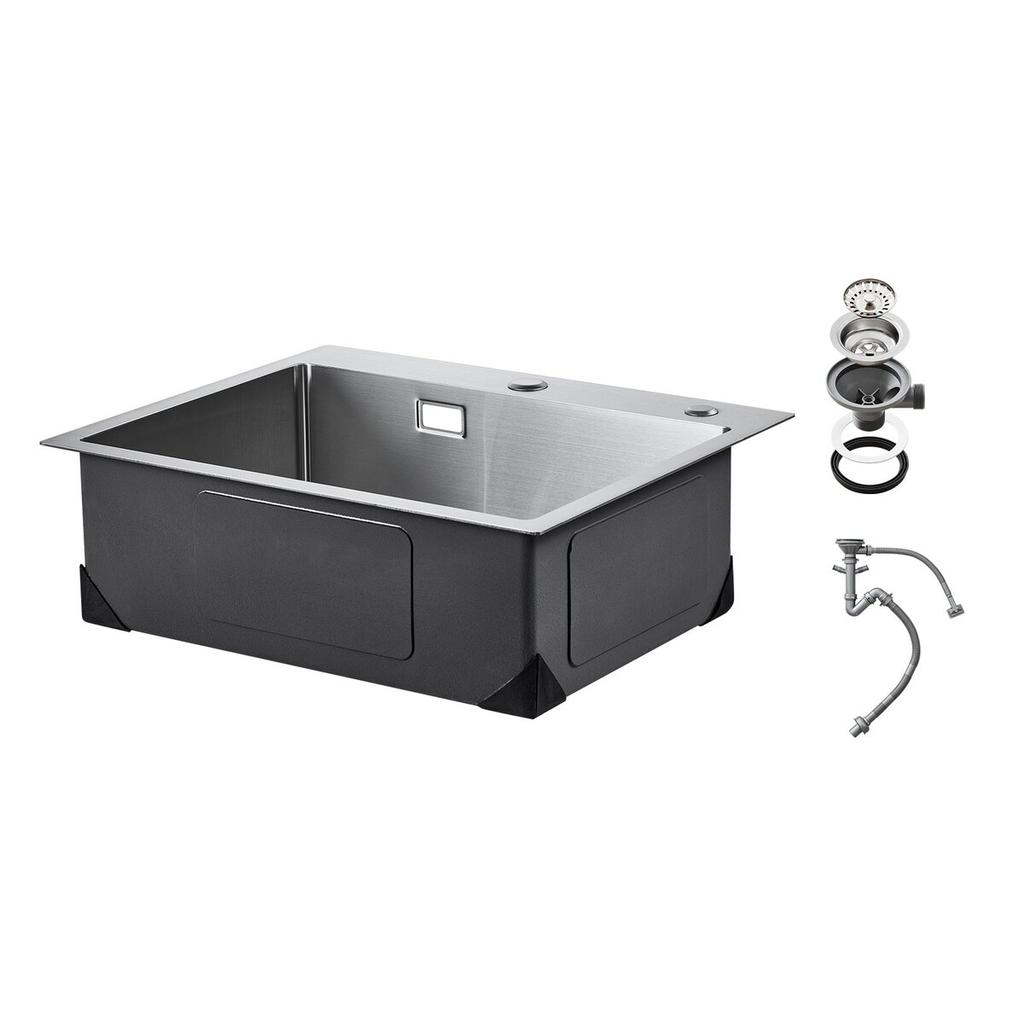 55cm Kitchen Sink Top Mount Single Bowl Drop-In Basin Stainless Steel Bar
