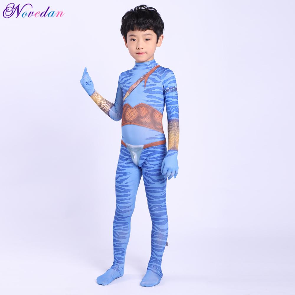Meisjes Avatar 2 Neytiri Kostuums Staart Pak Jongens Jake Sully Cosplay Zentai Bodysuit Jumpsuit Kinderen Halloween Verjaardagsfeest Kostuum 110 ( 100-110cm)&Avatar Neytiri gray