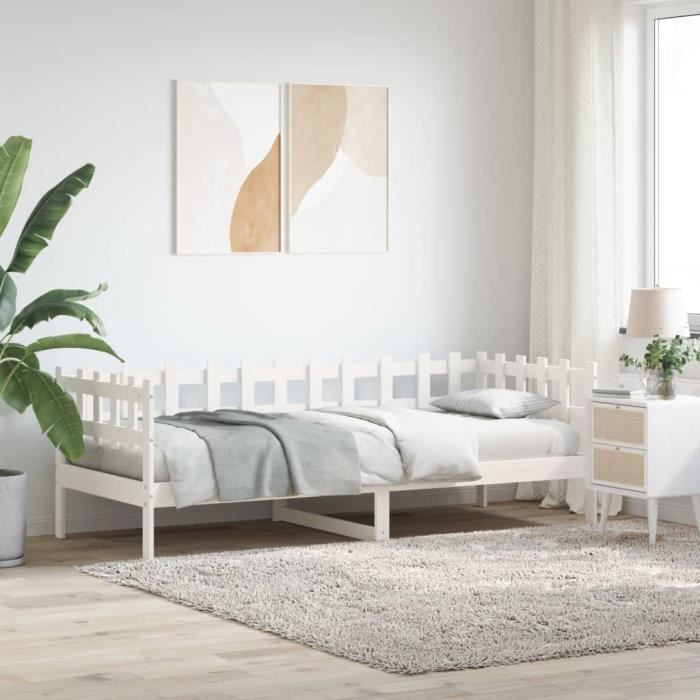 VidaXL Lit de jour Blanc 80x200 cm Bois de pin massif 840377