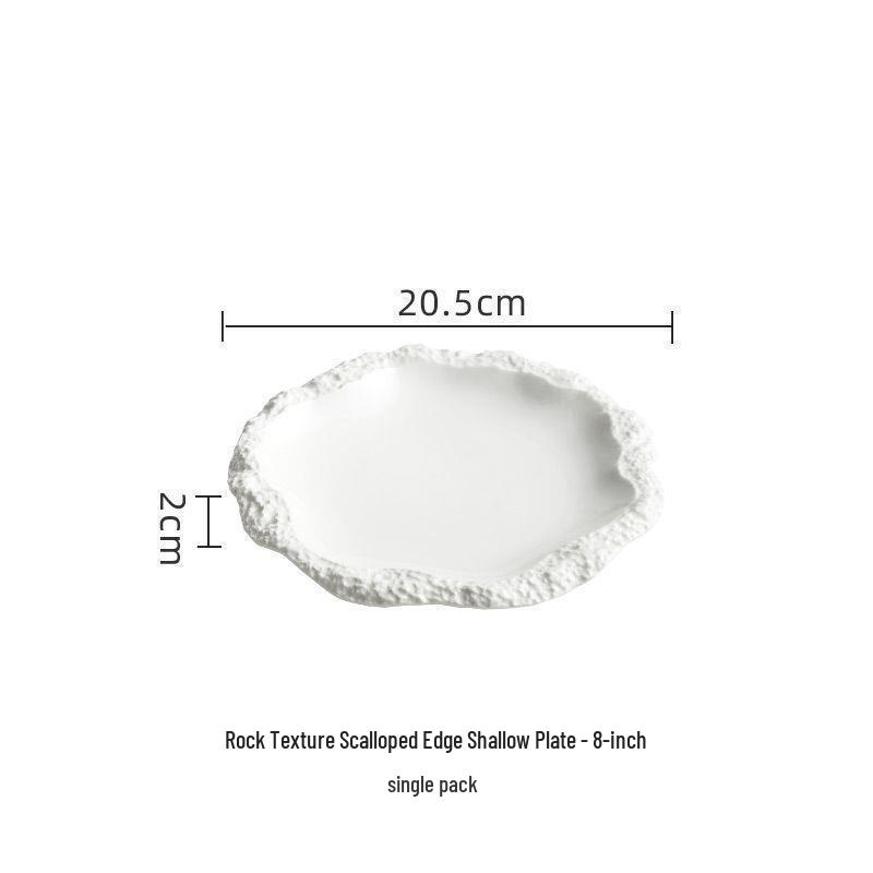 Creative Ceramic Rock Pattern Side Plate - Elegant Shallow Serving Dish for High-End Hotels and Restaurants