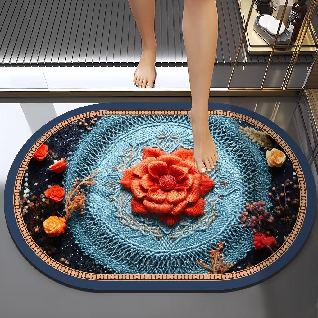 Výšivka v čínském stylu Větrná diatomová bahenní rohož Absorpční Špinavá koupelnová protiskluzová rohož Domácí koupelna Snadno se udržuje Rohožka na nohy