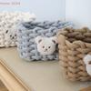 Handmade Woven Cotton Rope Storage Basket Cartoon Animals Little Bear Kids Toys Cosmetics Desktop Organizer Sundries Storage Box