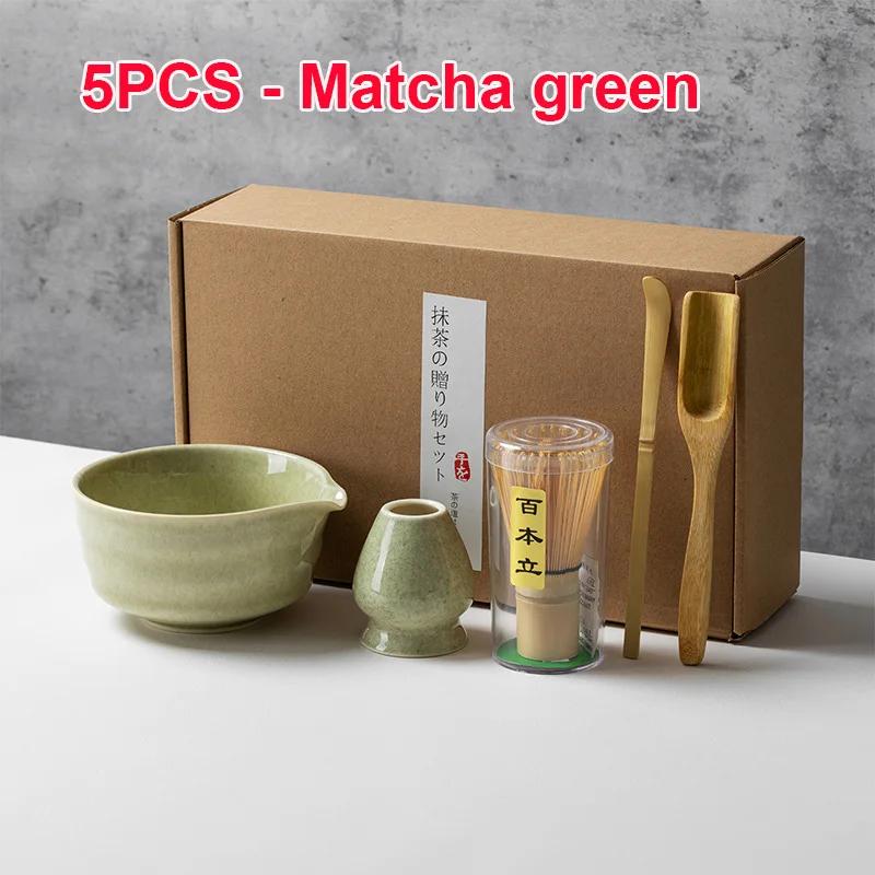 4 5 6 PCS Bamboo Matcha Whisk Set Ceramic Tea Bowl Traditional Japanese Tea Making Tools Home Kitchen Accessories Gift