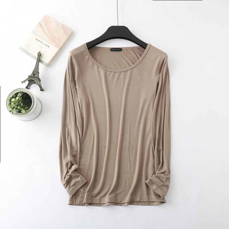 

Женский модальный топ с длинным рукавом - Универсальный облегающий крой для весны и осени L хаки