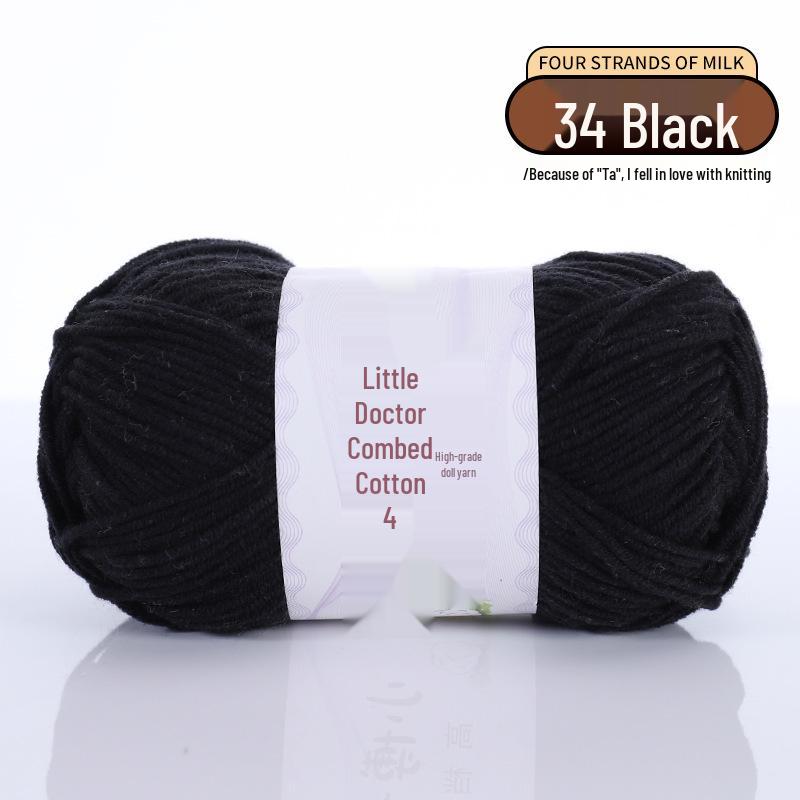40g 4-Ply Combed Milk Cotton Yarn - Little Doctor, Medium-Thick for DIY Knitting Projects: Dolls, Cushions, Blankets