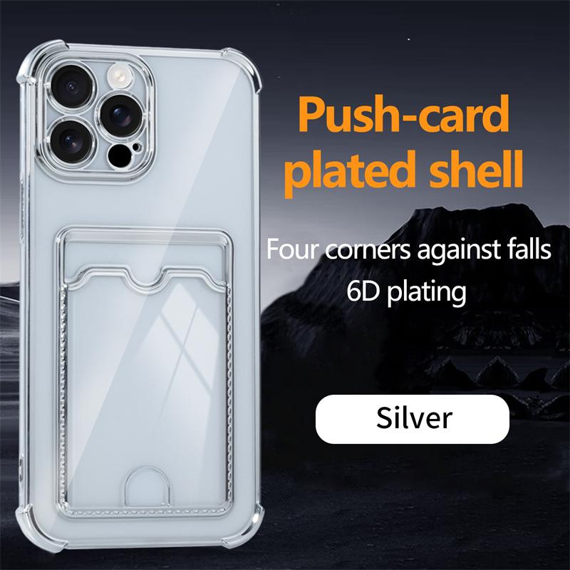 Luxury Shockproof Phone Case For iPhone 16e 16 15 14 Pro Max 13 12 mini 11 Xs XR 7 8 Plus SE Transparent Card Slot Bag Cover