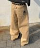 BASEMOMENT Cinch Back Curved Washed Twill Pants Beige