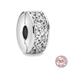 Clip 925 Sterling Silver CZ Zircon Love Heart Star Line Clip Charm Beads Stopper Fit Fashion Style Bracelet Silver 925 Jewelr