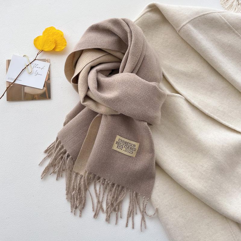 Double-sided solid color imitation cashmere scarf women's winter new thickened warm scarf student scarf shawl