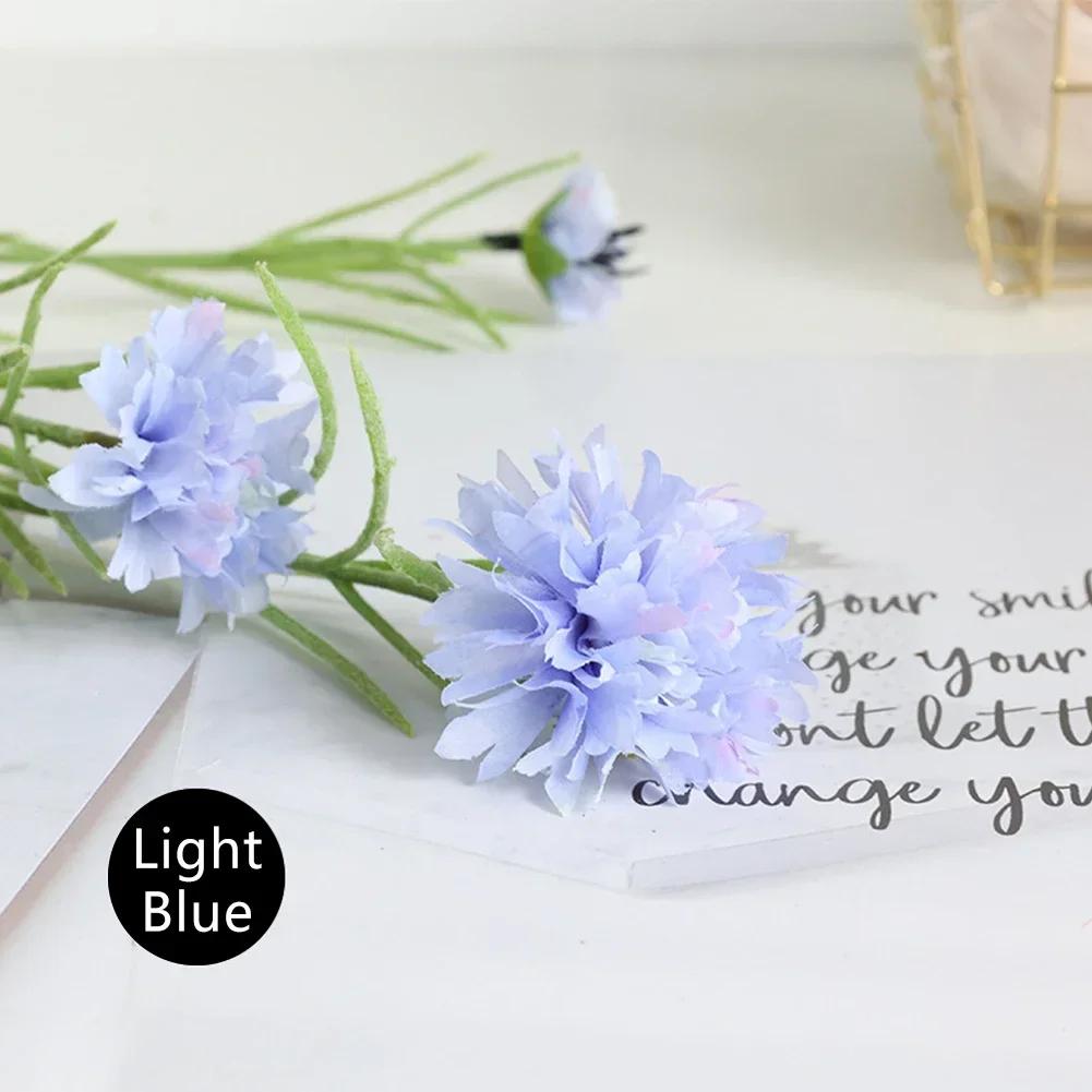 

Nordic Blue 3 Heads Long Branch Starry Cornflower Silk Artificial Flowers Home Wedding Decoration Flore Fleurs Artificielles светло-синий