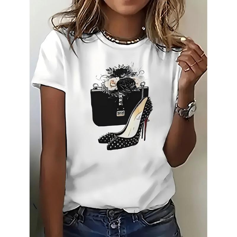 Retro Casual T-shirt with Summer Pattern 3D Printed Round Neck Top and Short Sleeved T-shirt