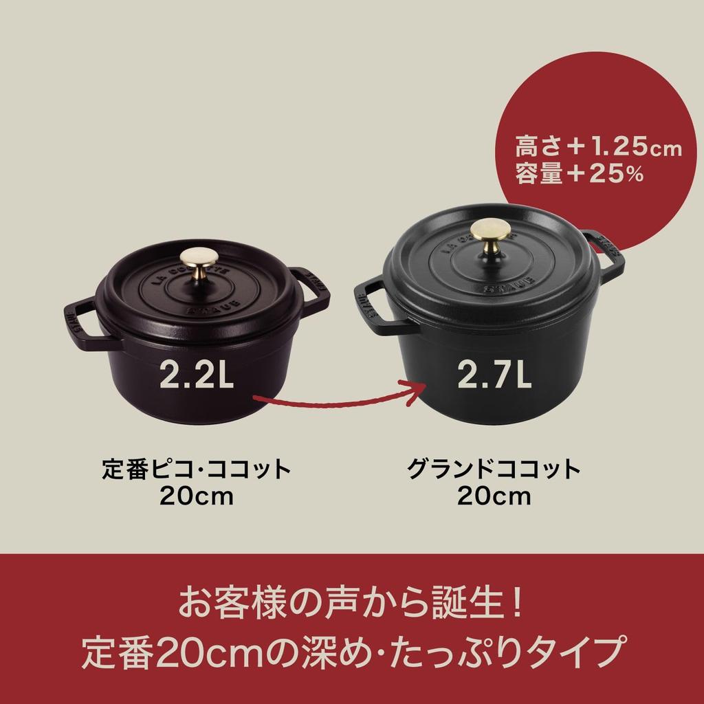 Staub Cocottes Round Cherry Large Two Hand Enamel Pot IH Compatible Japanese STAUB Cast Iron Grand Cocottes Round Cherry "Grand 20cm" [Authorized