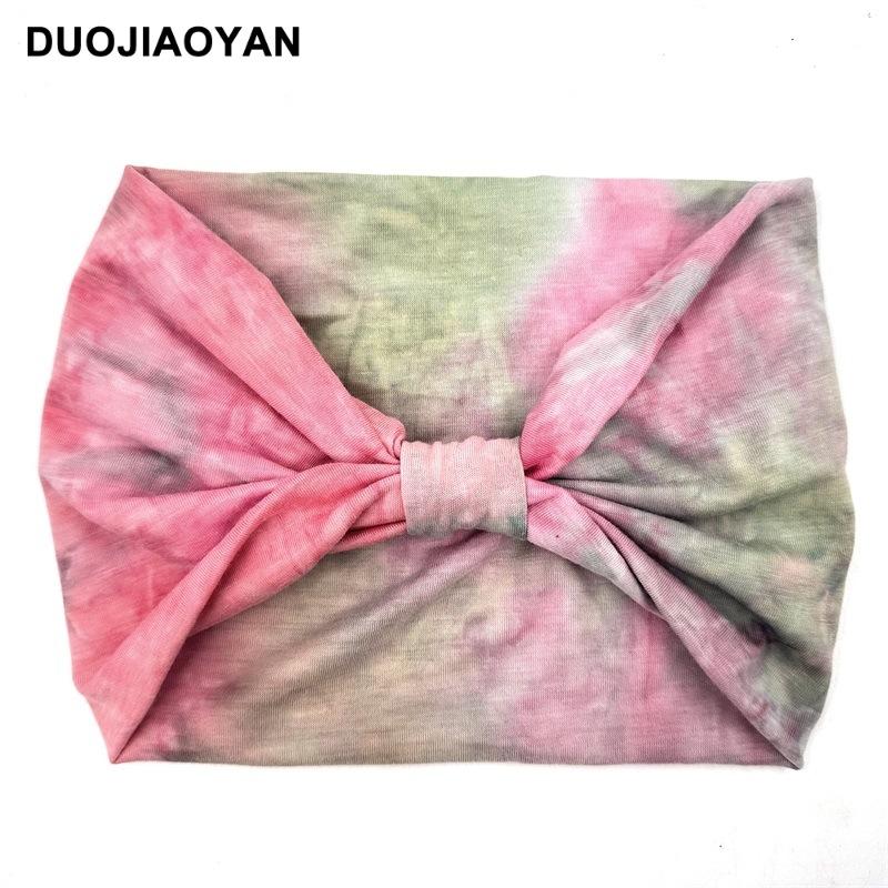 Knot Headband, Color Blocked Pattern Printed Sports Headband, Fashionable Polka Dot Wide Edge Elastic Headband