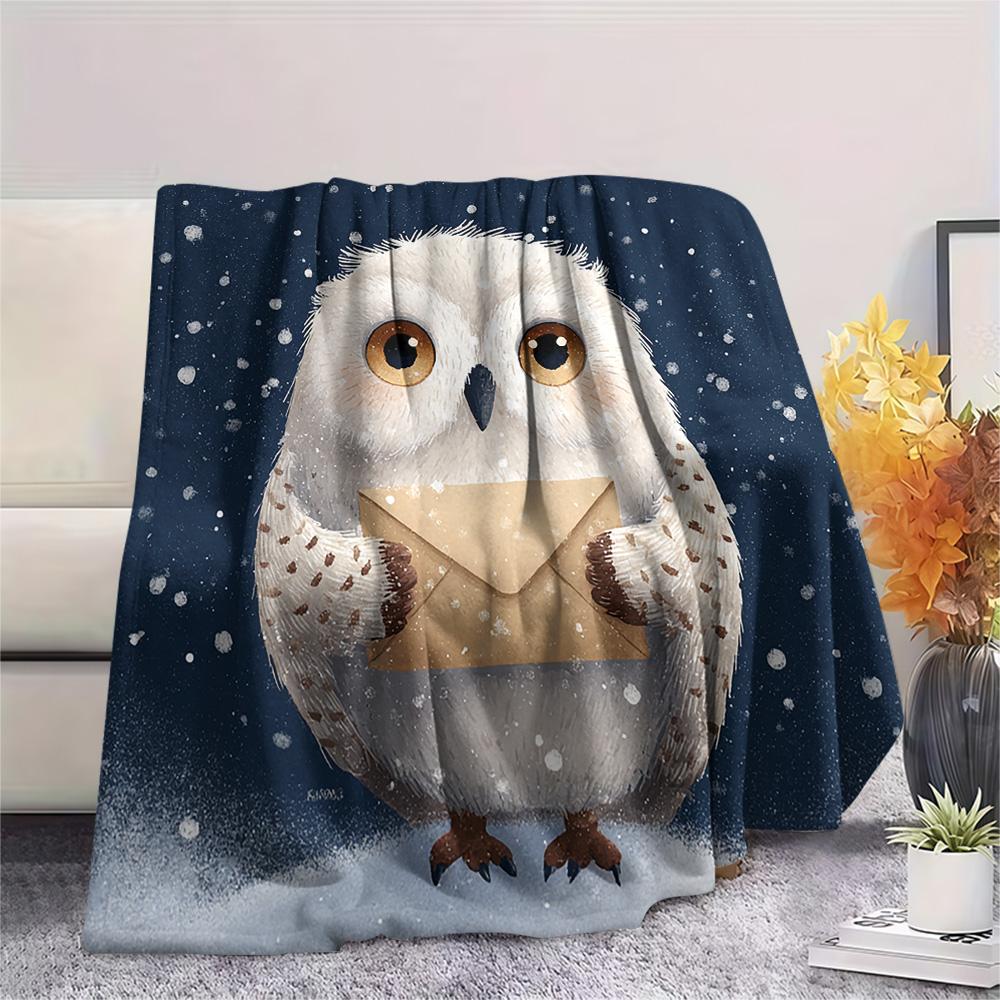 

Snowy Owl Print Flannel Blanket, High quality Comfortable for All Seasons, Home Decor, Warmth and Comfort, Perfect for Christmas Gifts 80cm x 120cm