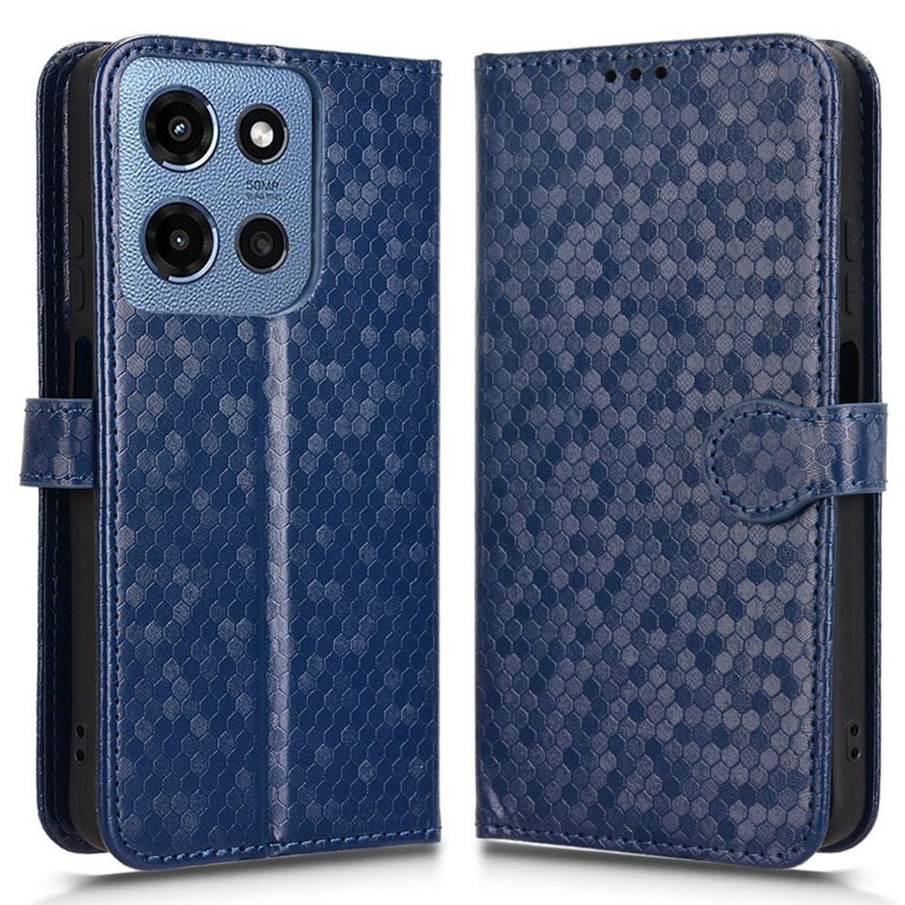 For Motorola Moto G 5G (2025) Wallet Case Dot Pattern Imprint PU Leather Phone Cover