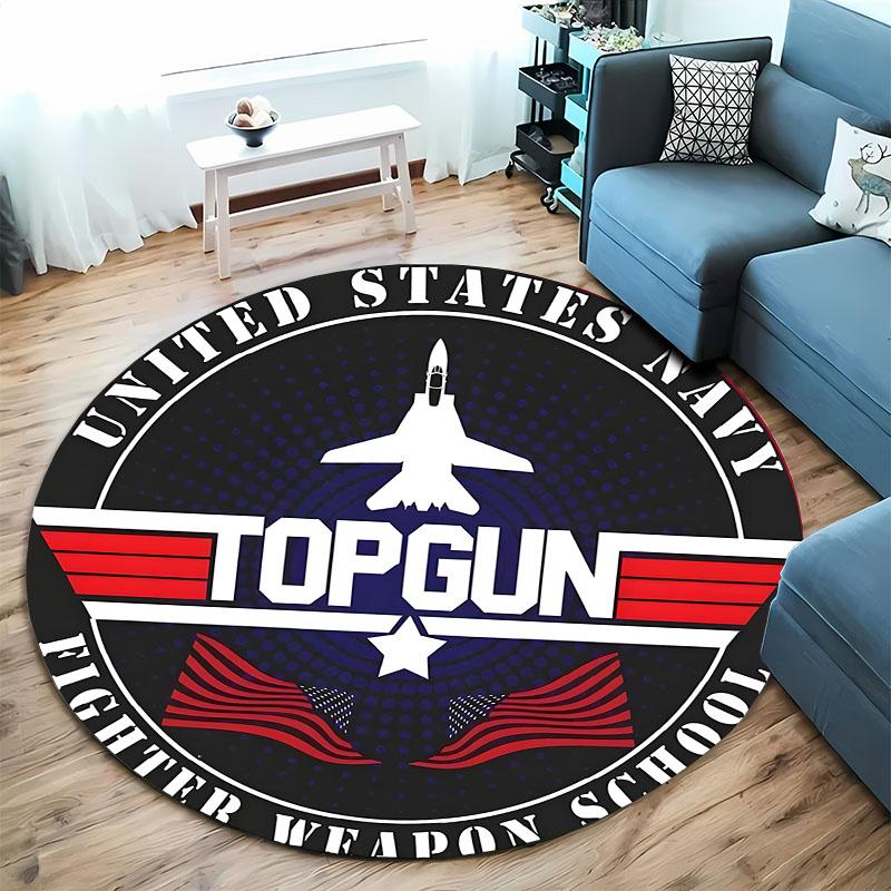 "Top Gun Fighter Jet Themed Round Rug for Offices" round carpet for home sofa bedroom, gift