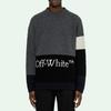 Off-White Alphabet Logo Patchwork Knitted Wool Sweater Men Tops Dark-Grey OMHE048E20KNI0010701