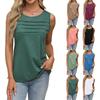 Damen Frühling Sommer U-Ausschnitt Plissiertes Trägertop Einfarbig Lässiges Ärmelloses T-Shirt Weich Atmungsaktiv Tägliche Kleidung Basic Top