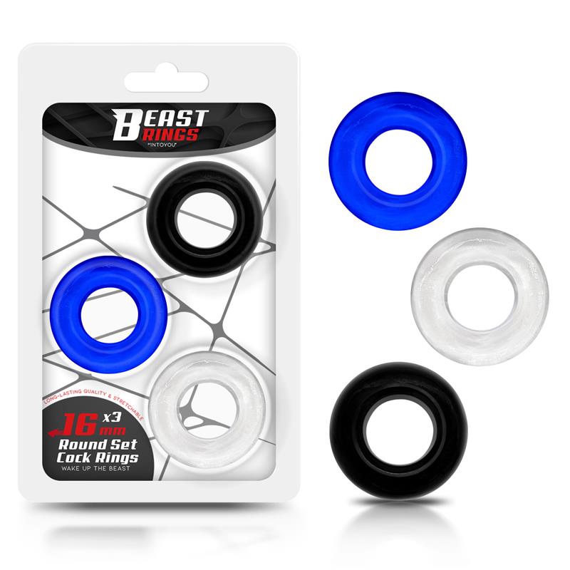 Set of 3 Penis Rings 3 Colors 1.6 Cm