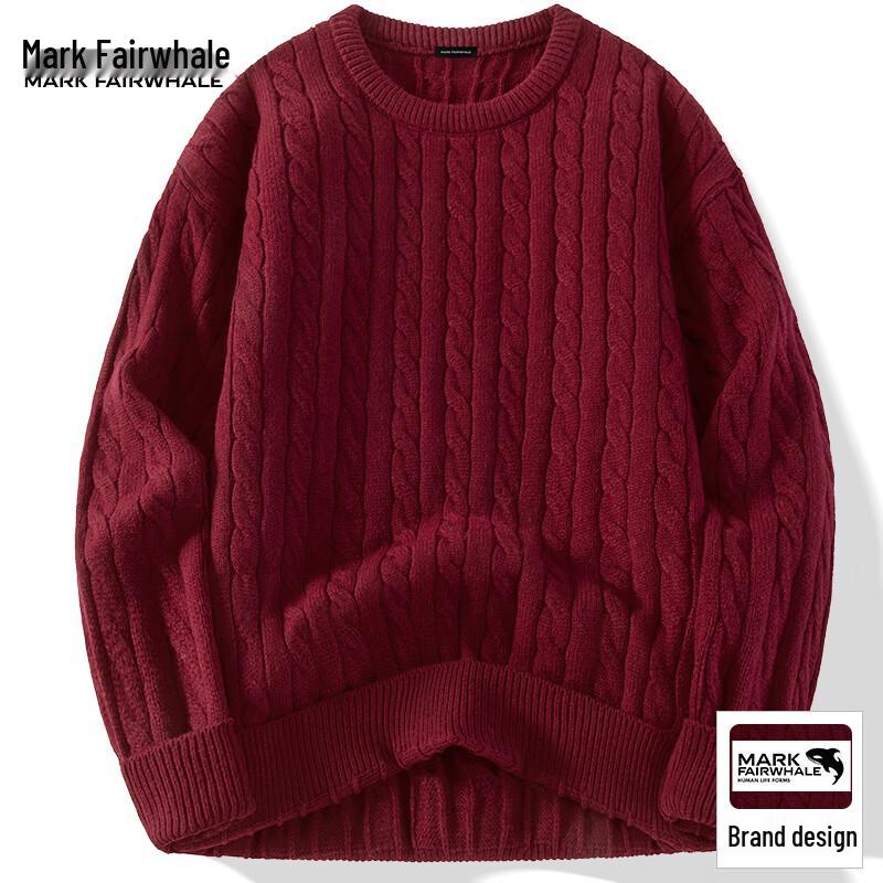 Mark Fairwhale Men's Cable Knit Round Neck Sweater