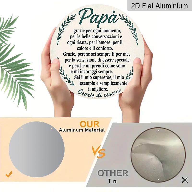 2D Flat, 1pc 7.87x7.87 Inch Round Italian-style Aluminum Sign, "Thank You Father" Vintage Decorative Plaque, Father's Day Appreciation Gift Decor