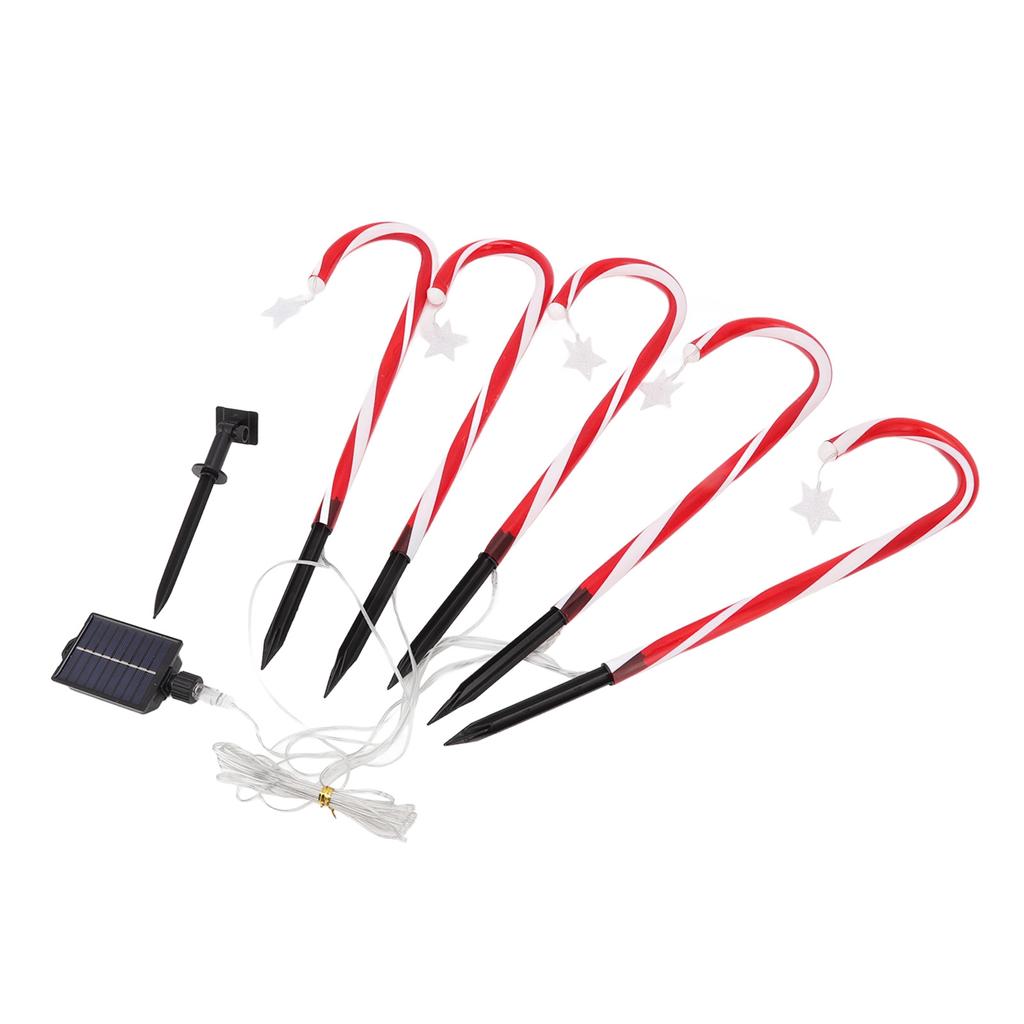 Xmas Candy Cane Lights 1 for 5 IP65 Water Resistant 8 Modes 500mAh Battery Candy Cane Pathway