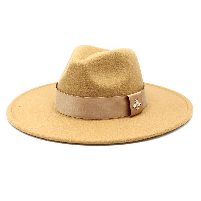 Pălărie înaltă de lână cu boruri largi pentru bărbați și femei, pălărie de jazz, simplă britanică, inimă de piersică, pălărie înaltă concavă convexă din fetru